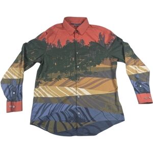 Perry Ellis Multicolor Forest Print Shirt
